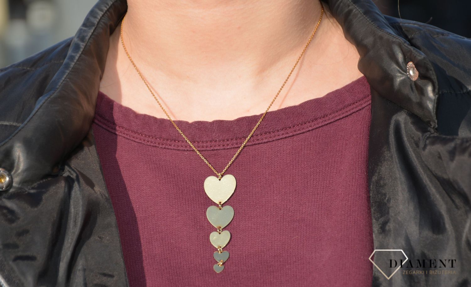 Naszyjnik srebrny pozłacane serca Dall'Aqcua C RM 21297.jpg